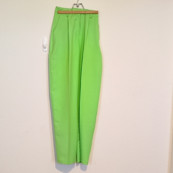 Topshop High Rise Lime Green Trousers Sz 2 - Picture 8 of 14